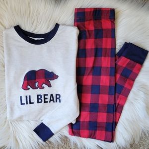 Lil Bear Buffalo Plaid Long Sleeve Shirt & Pants Pajama Set Boys (10)